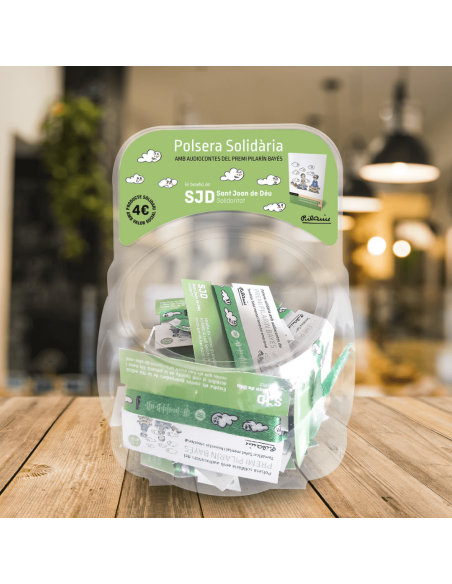 Expositor de 30 pulseras de audiocuentos | Cesión de producto solidario