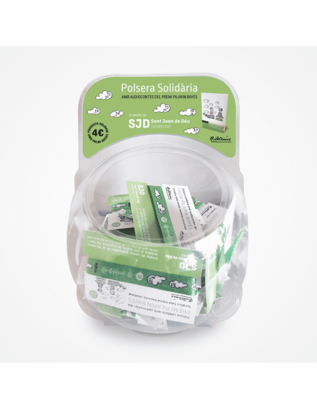 Expositor de 30 pulseras de audiocuentos | Cesión de producto solidario